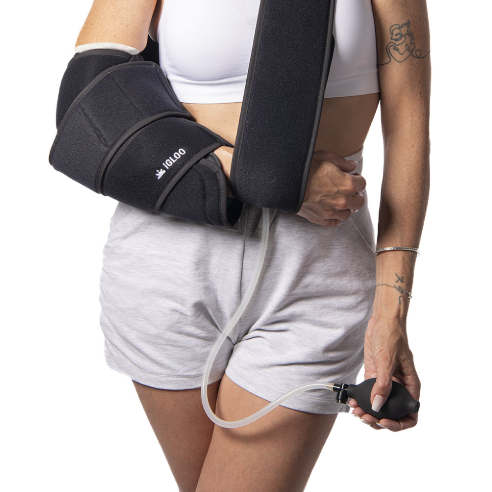 attelle de coude de cryothérapie et compression avec pompe