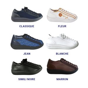 chaussures Gemini à décharge de l'avant pied Igloo Iso modèle classique, fleur, jean, blanche, simili noir, marron